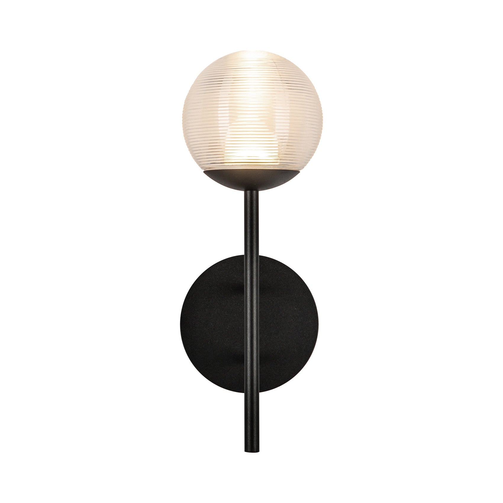 Claremont LED Wall Light in Clear Ribbed Glass.