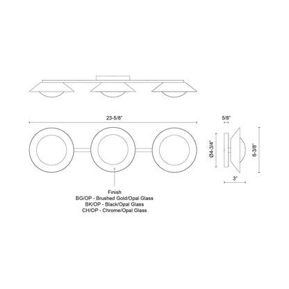 Cleo LED Bath Vanity Light - line drawing.