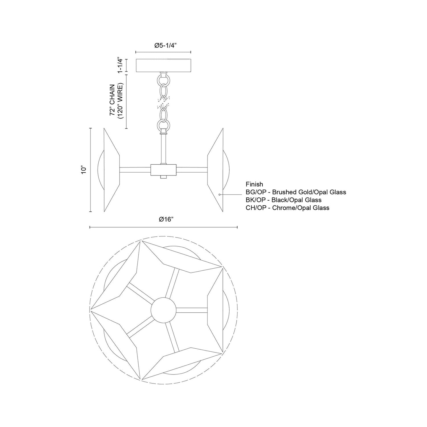 Cleo LED Chandelier - line drawing.