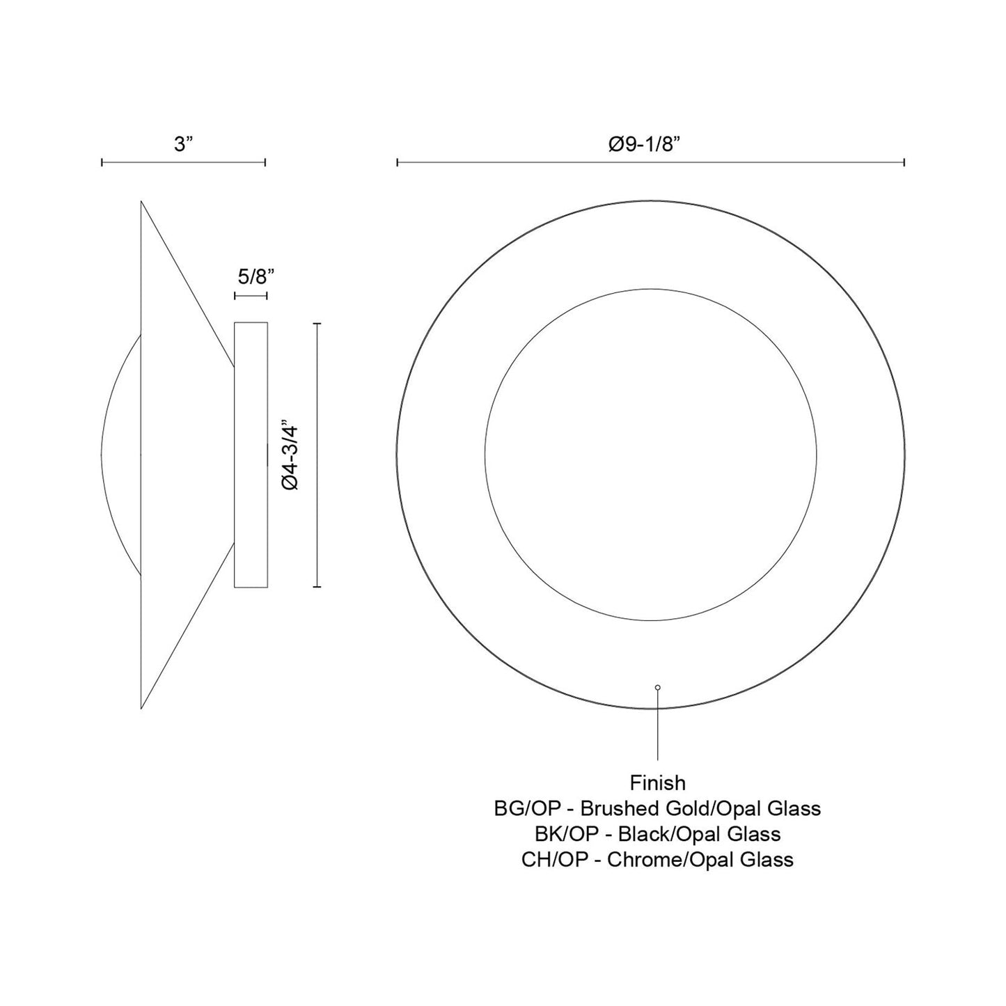 Cleo LED Wall Light - line drawing.