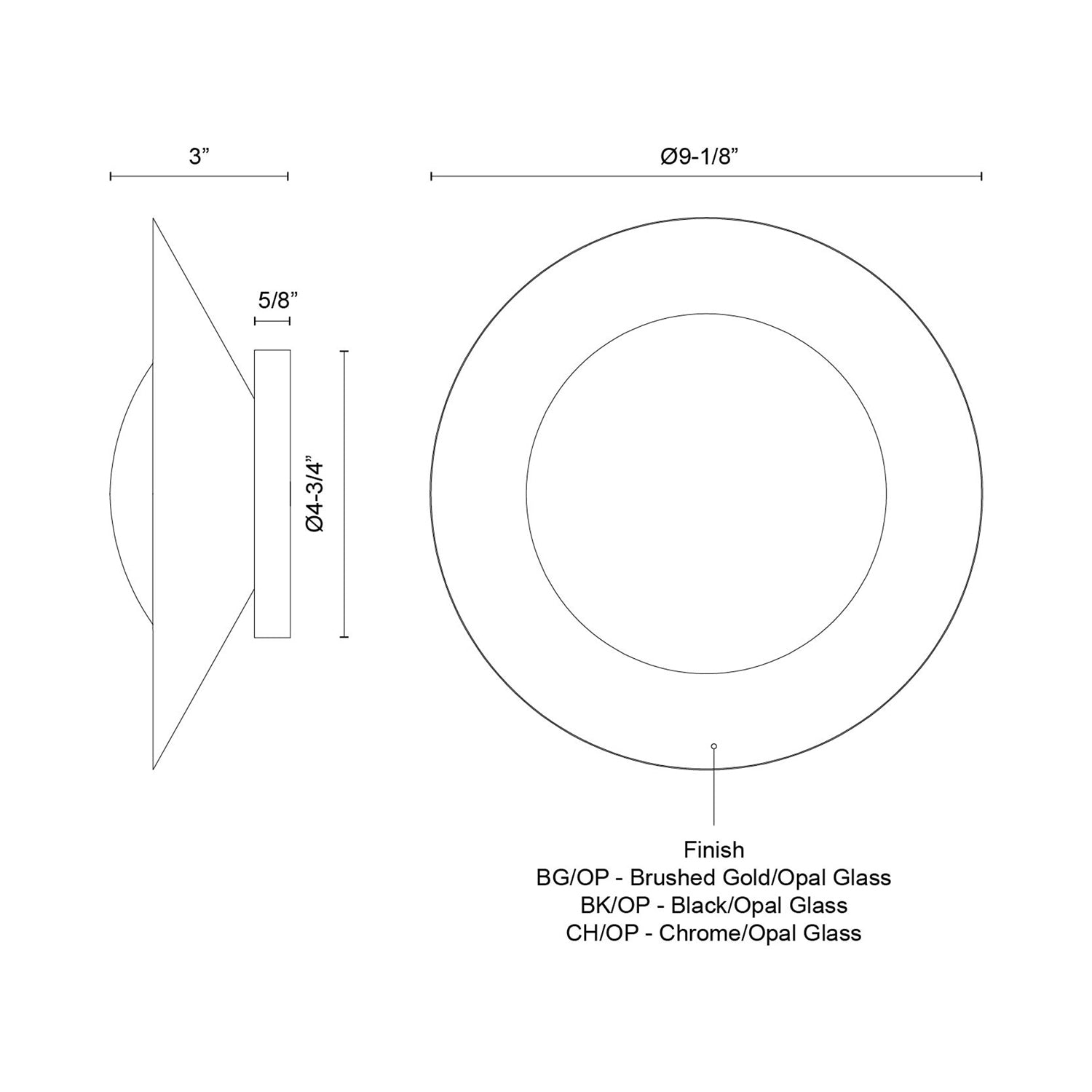 Cleo LED Wall Light - line drawing.
