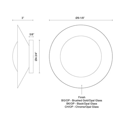 Cleo LED Wall Light - line drawing.