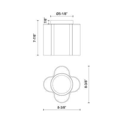 Clover LED Flush Mount Ceiling Light - line drawing.