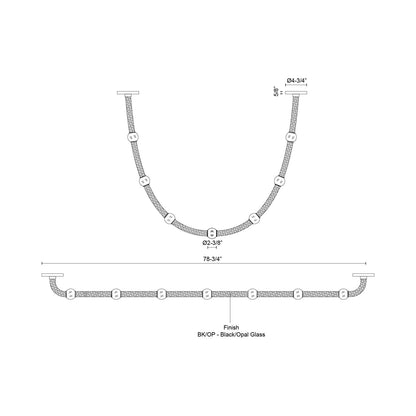 Corda LED Pendant Light - line drawing.
