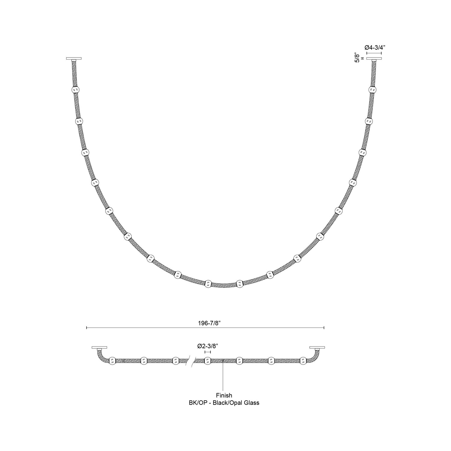 Corda LED Pendant Light - line drawing.