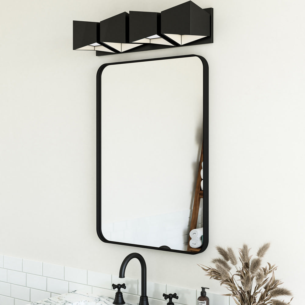 Cubix LED Vanity Wall Light in bathroom.