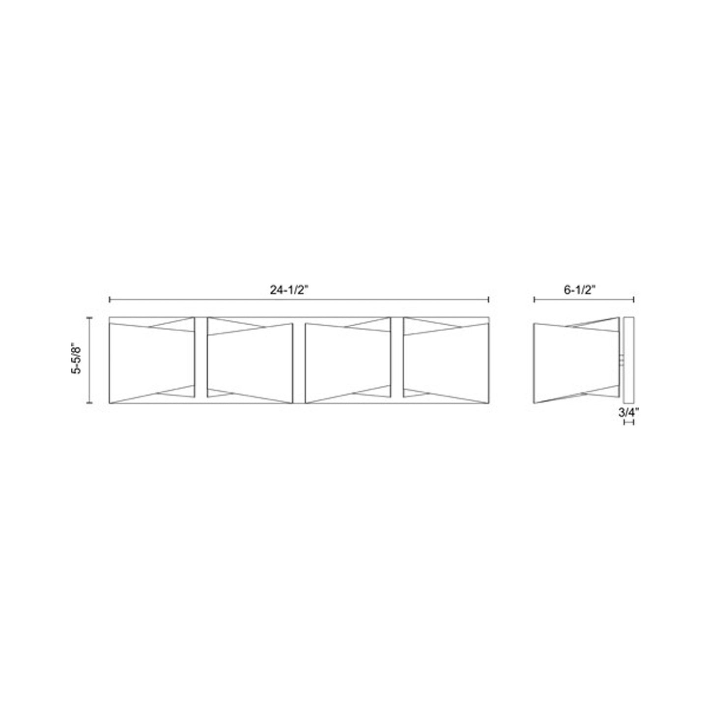 Cubix LED Vanity Wall Light - line drawing.