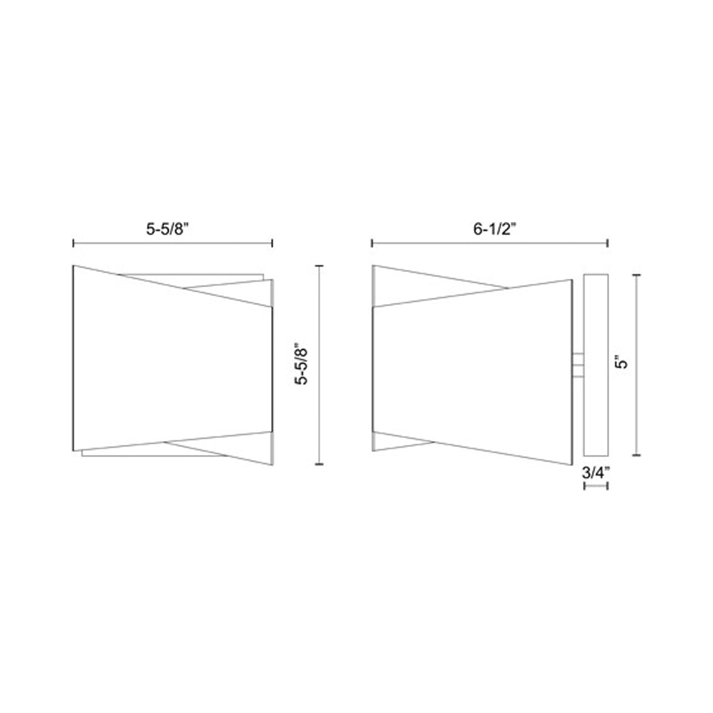 Cubix LED Wall Light - line drawing.