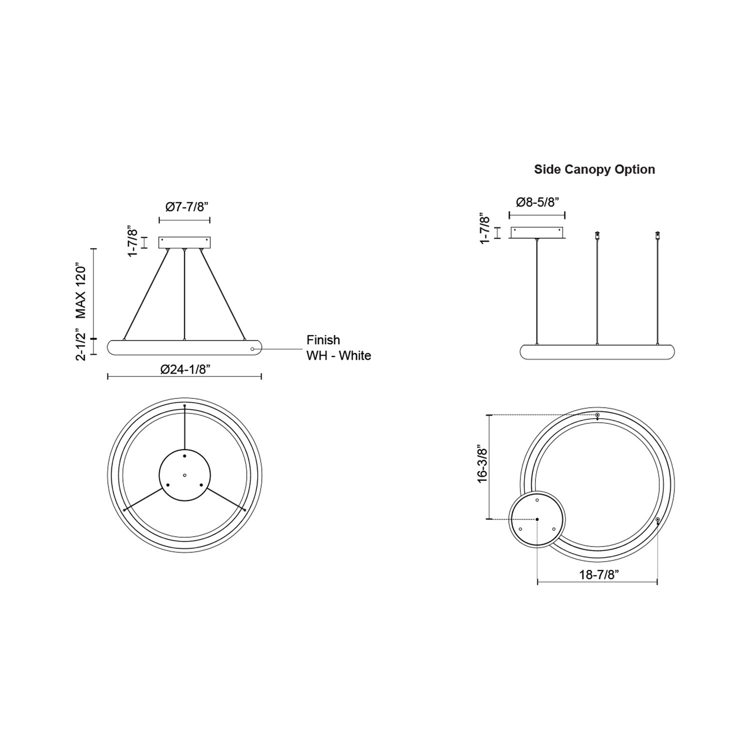 Cumulus Minor LED Pendant Light - line drawing.