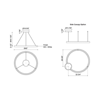 Cumulus Minor LED Pendant Light - line drawing.