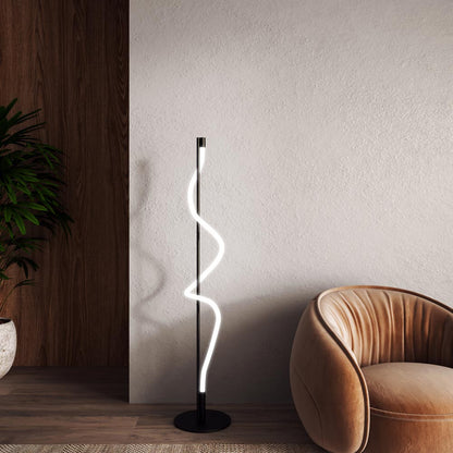 Cursive LED Floor Lamp in living room.