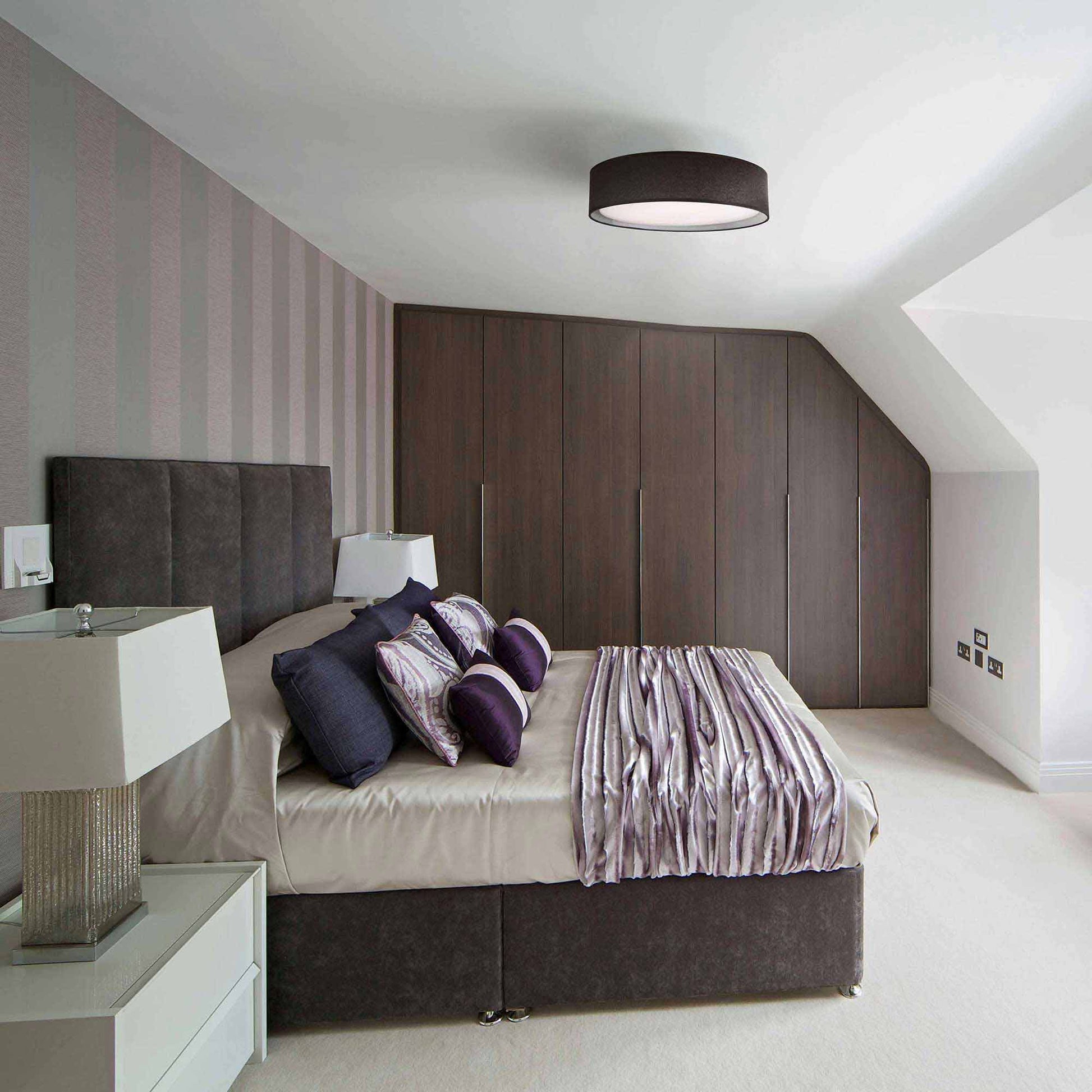 Dalton LED Flush Mount Ceiling Light in bedroom.