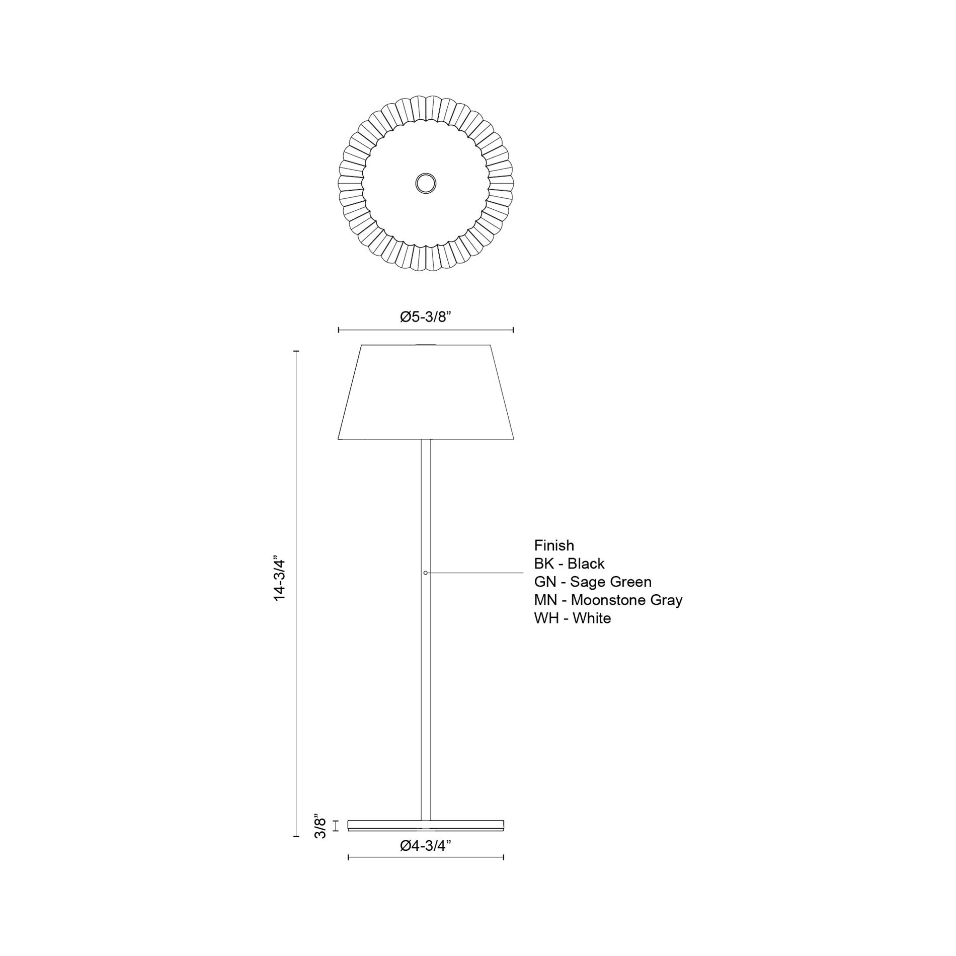 Dario LED Table Lamp - line drawing.