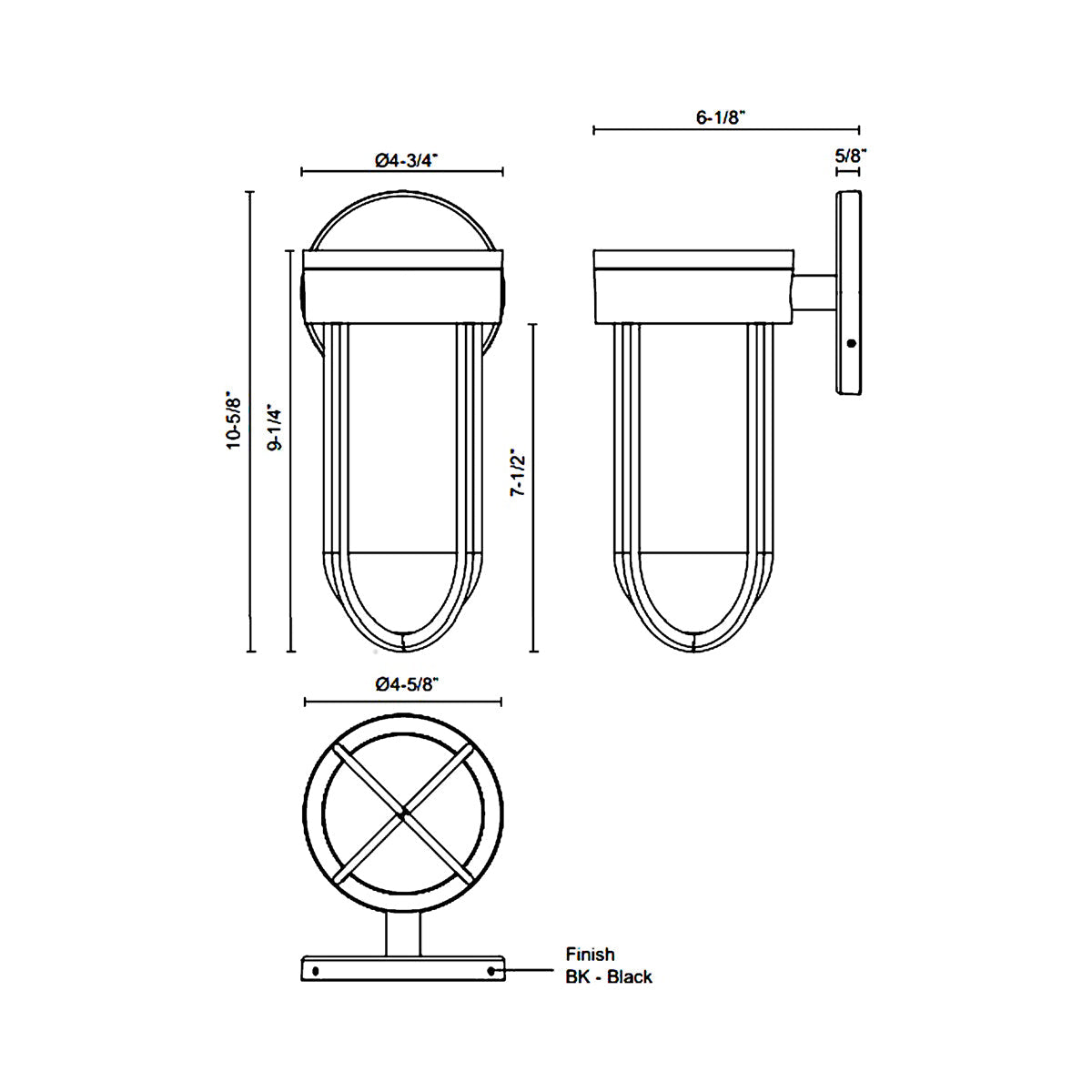 Davy Outdoor LED Wall Light - line drawing.