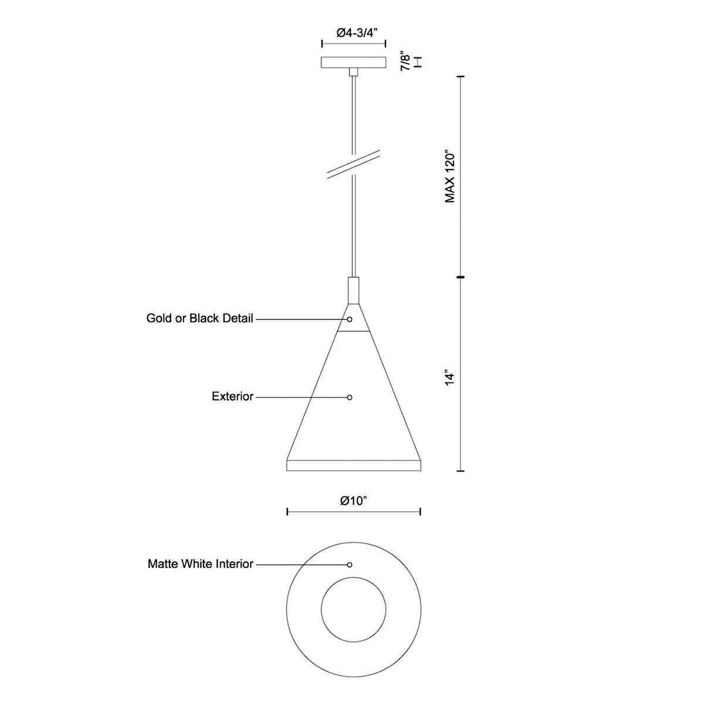 Dorothy Pendant Light - line drawing.