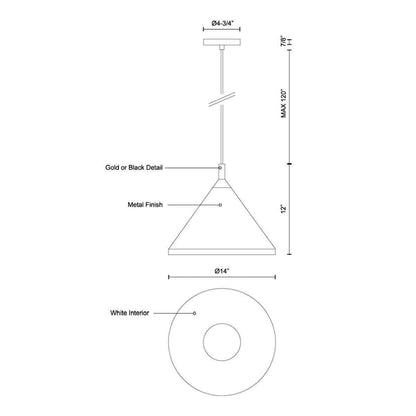 Dorothy Pendant Light - line drawing.