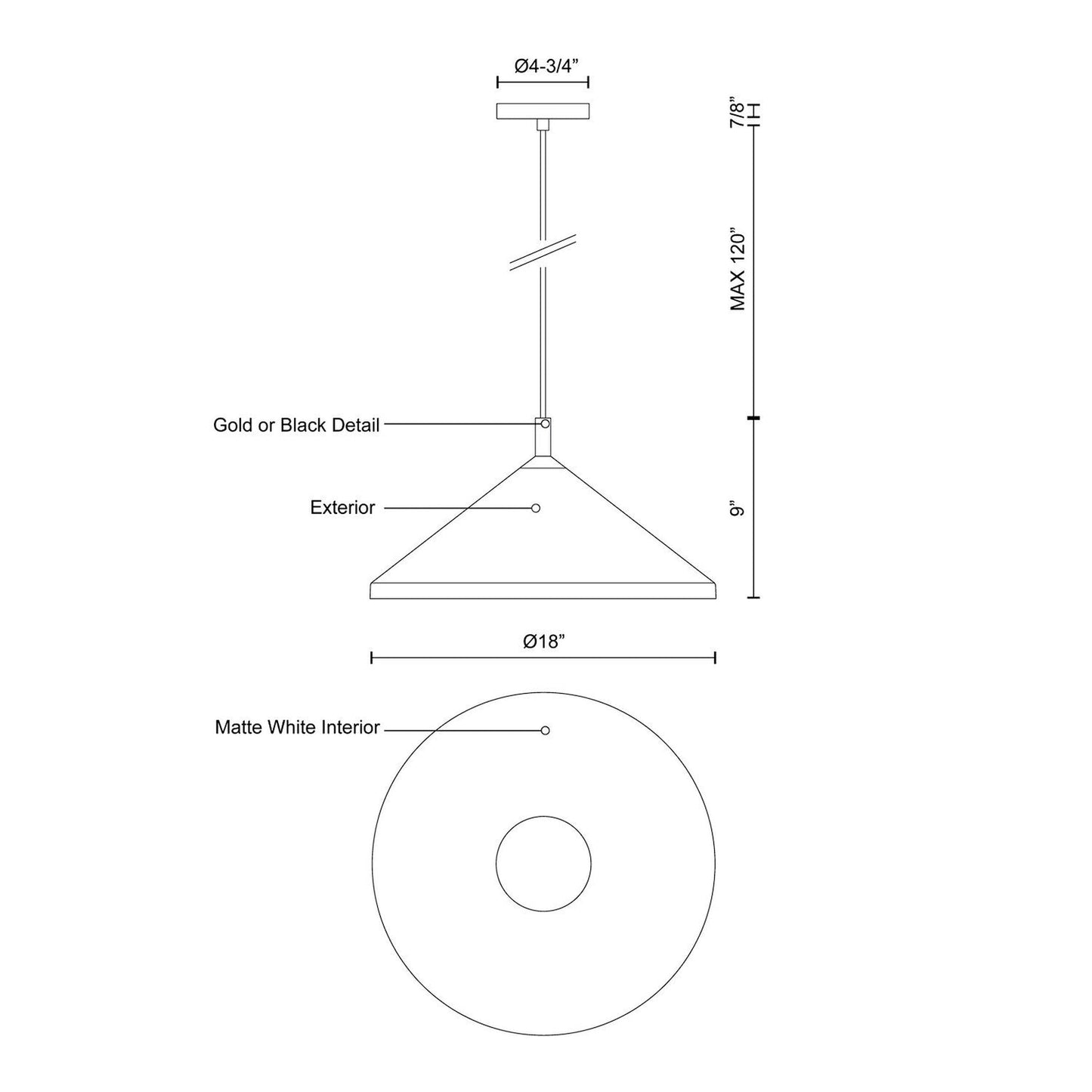 Dorothy Pendant Light - line drawing.