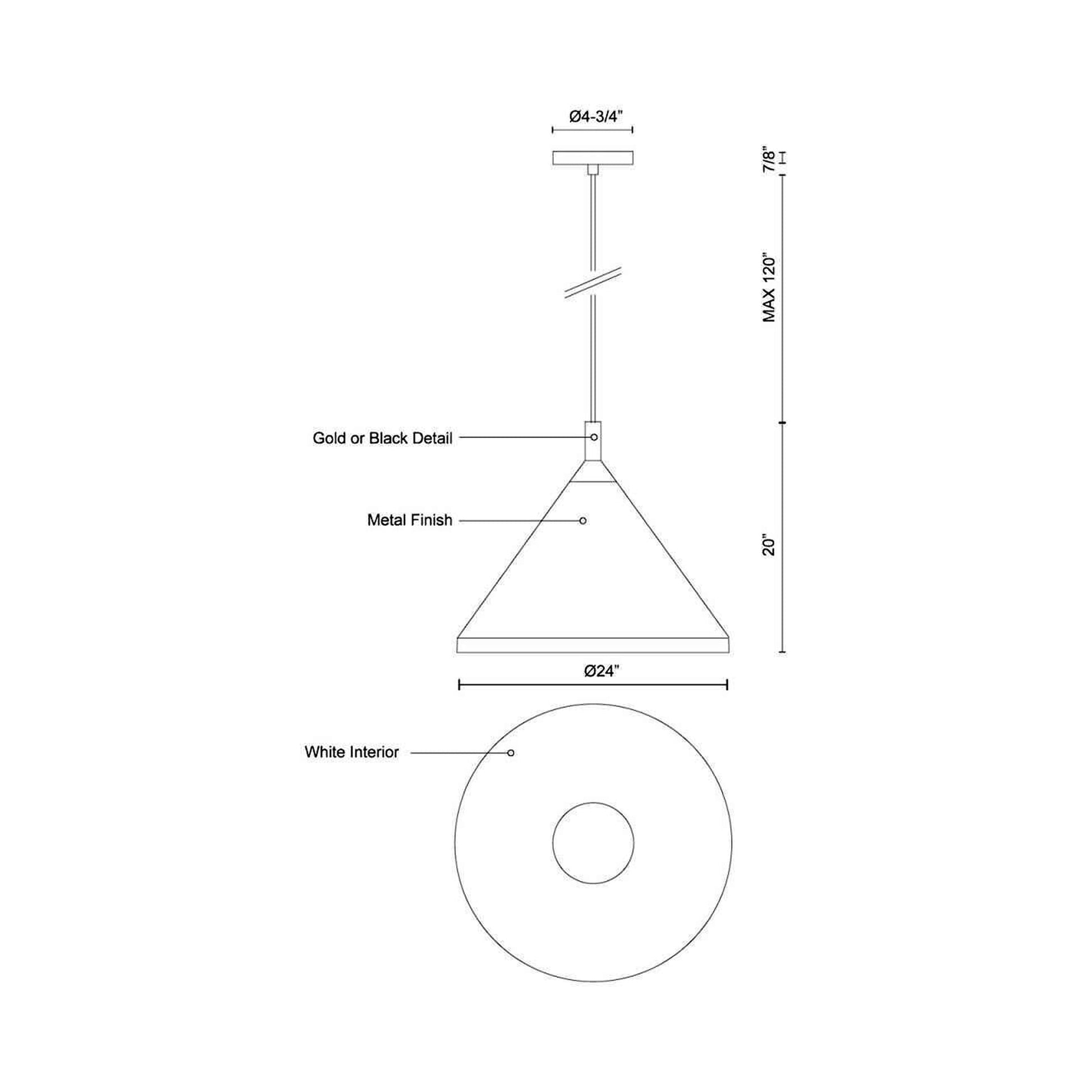 Dorothy Pendant Light - line drawing.