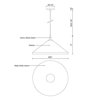 Dorothy Pendant Light - line drawing.