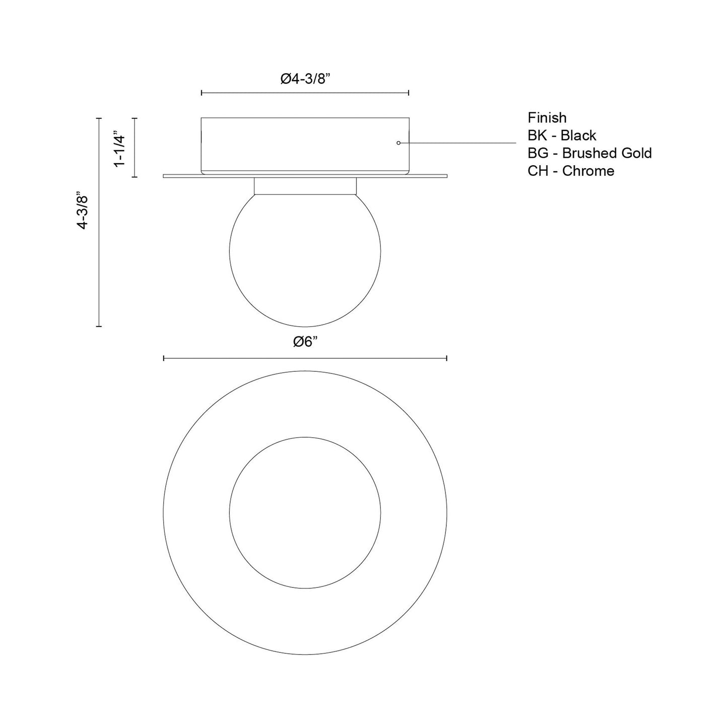 Elixir LED Flush Mount Ceiling Light - line drawing.
