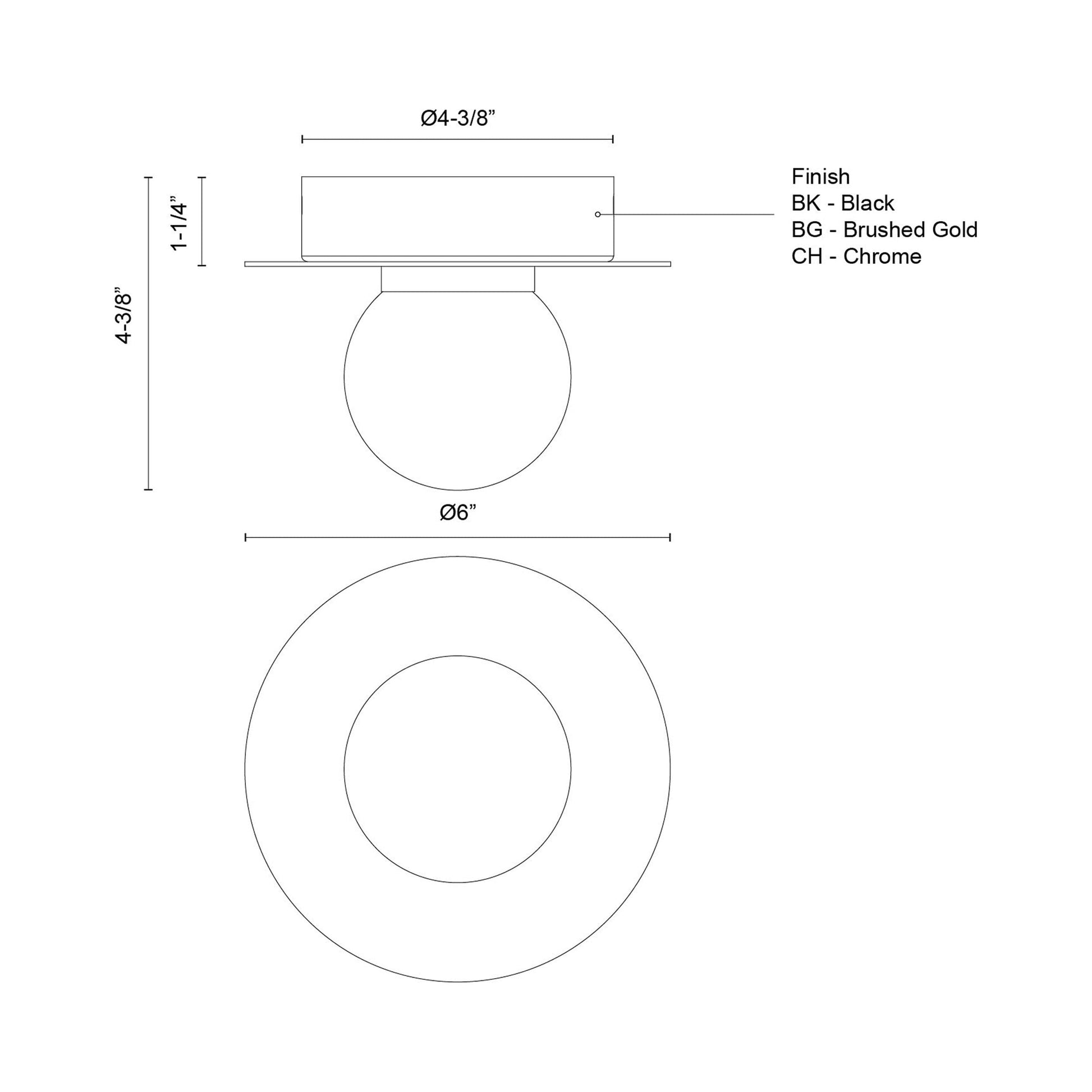 Elixir LED Flush Mount Ceiling Light - line drawing.