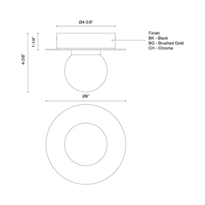 Elixir LED Flush Mount Ceiling Light - line drawing.