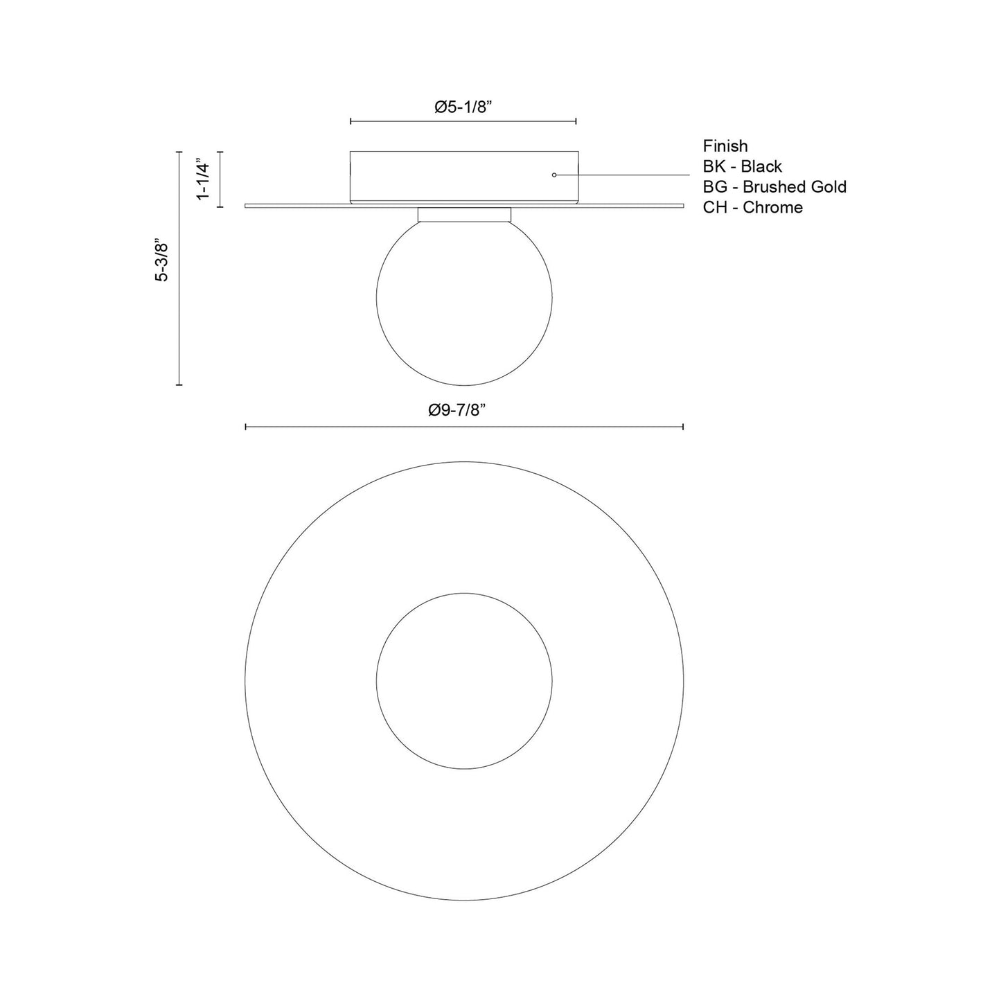 Elixir LED Flush Mount Ceiling Light - line drawing.