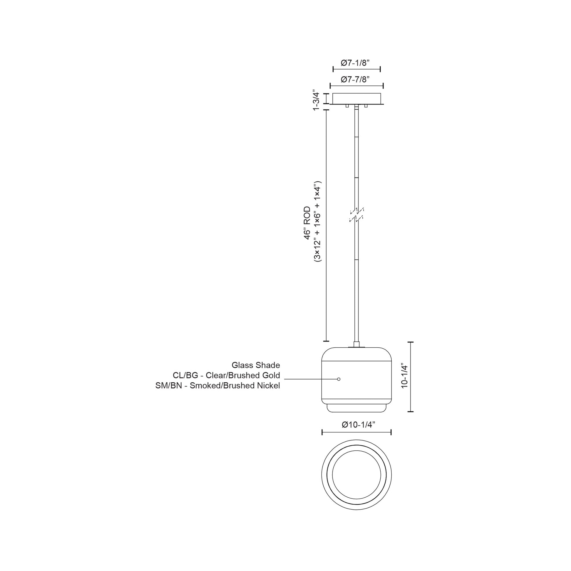 Enkel LED Pendant Light - line drawing.