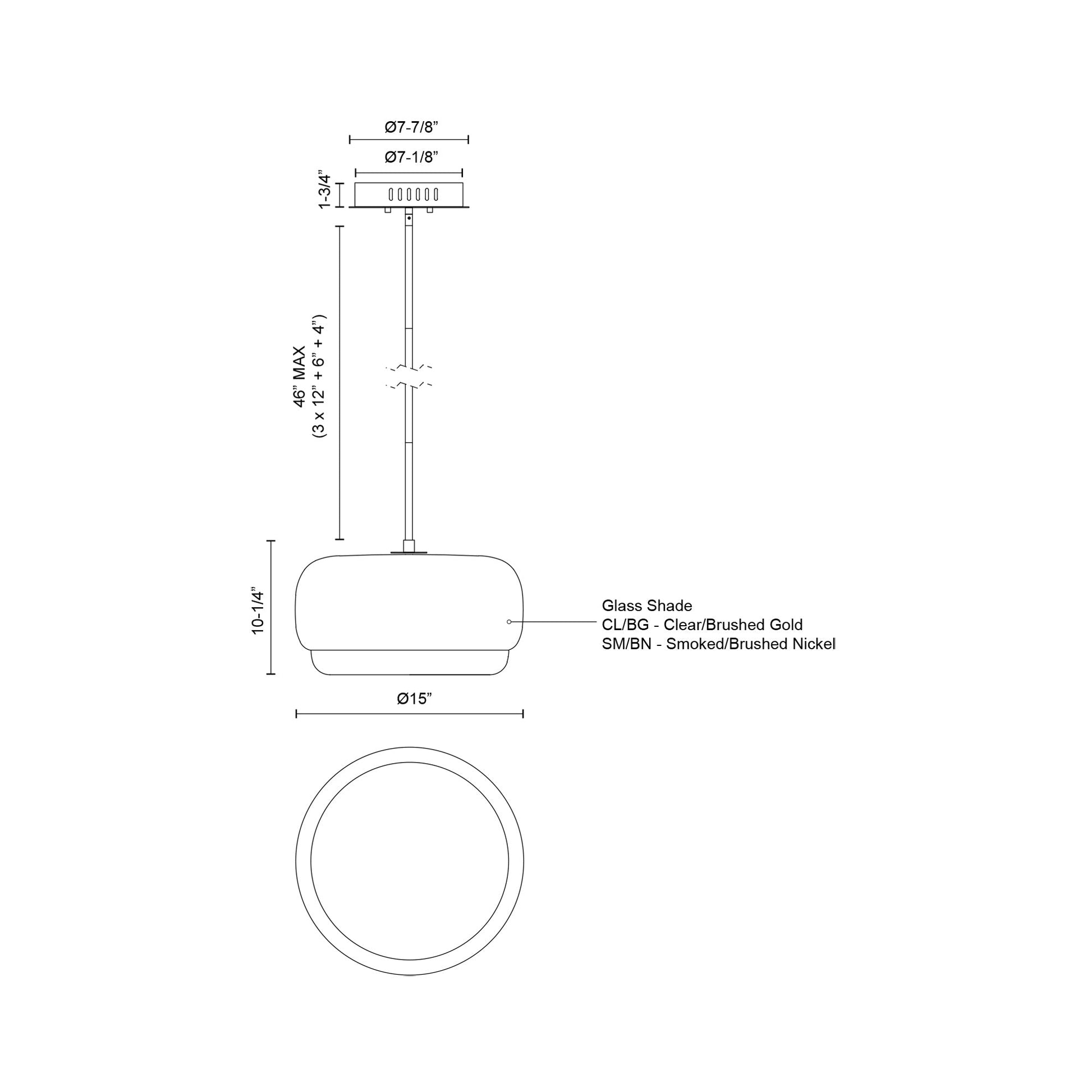 Enkel LED Pendant Light - line drawing.