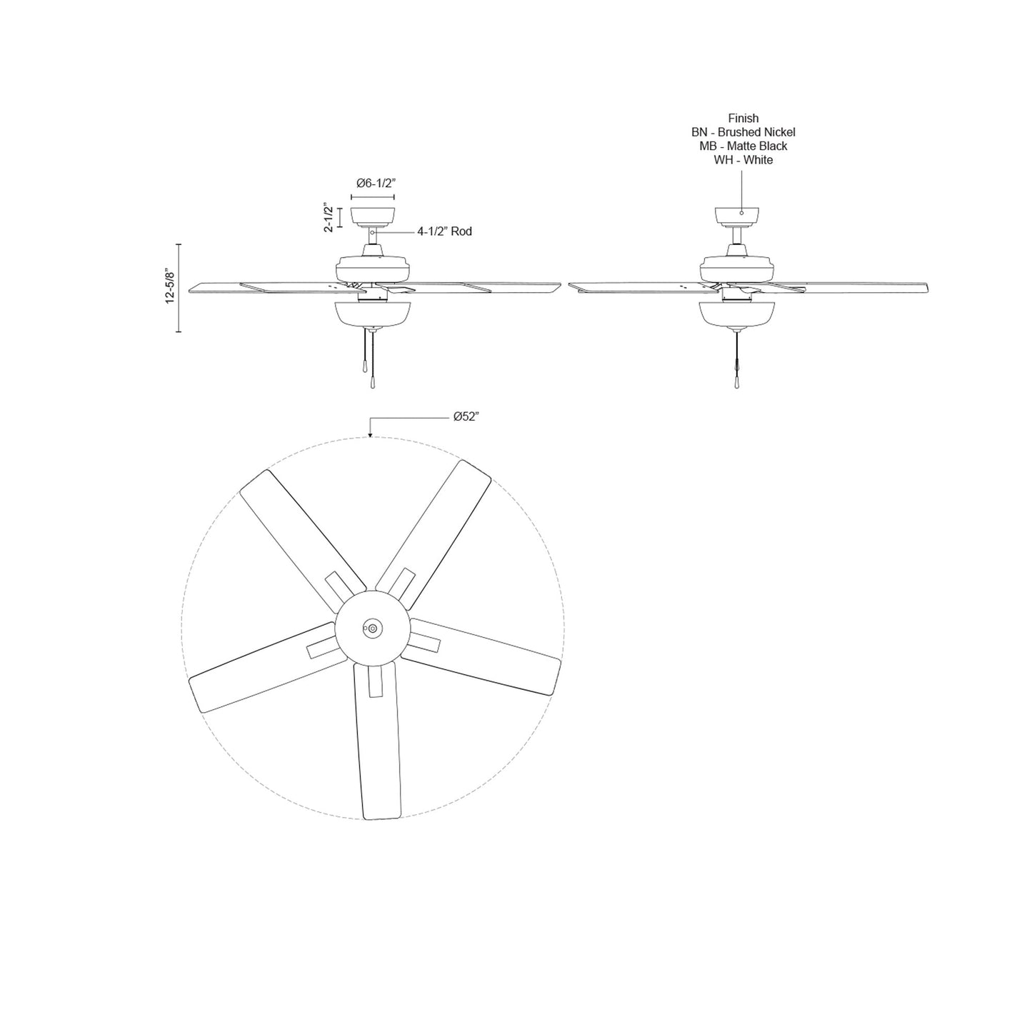 Erikson Ceiling Fan - line drawing.