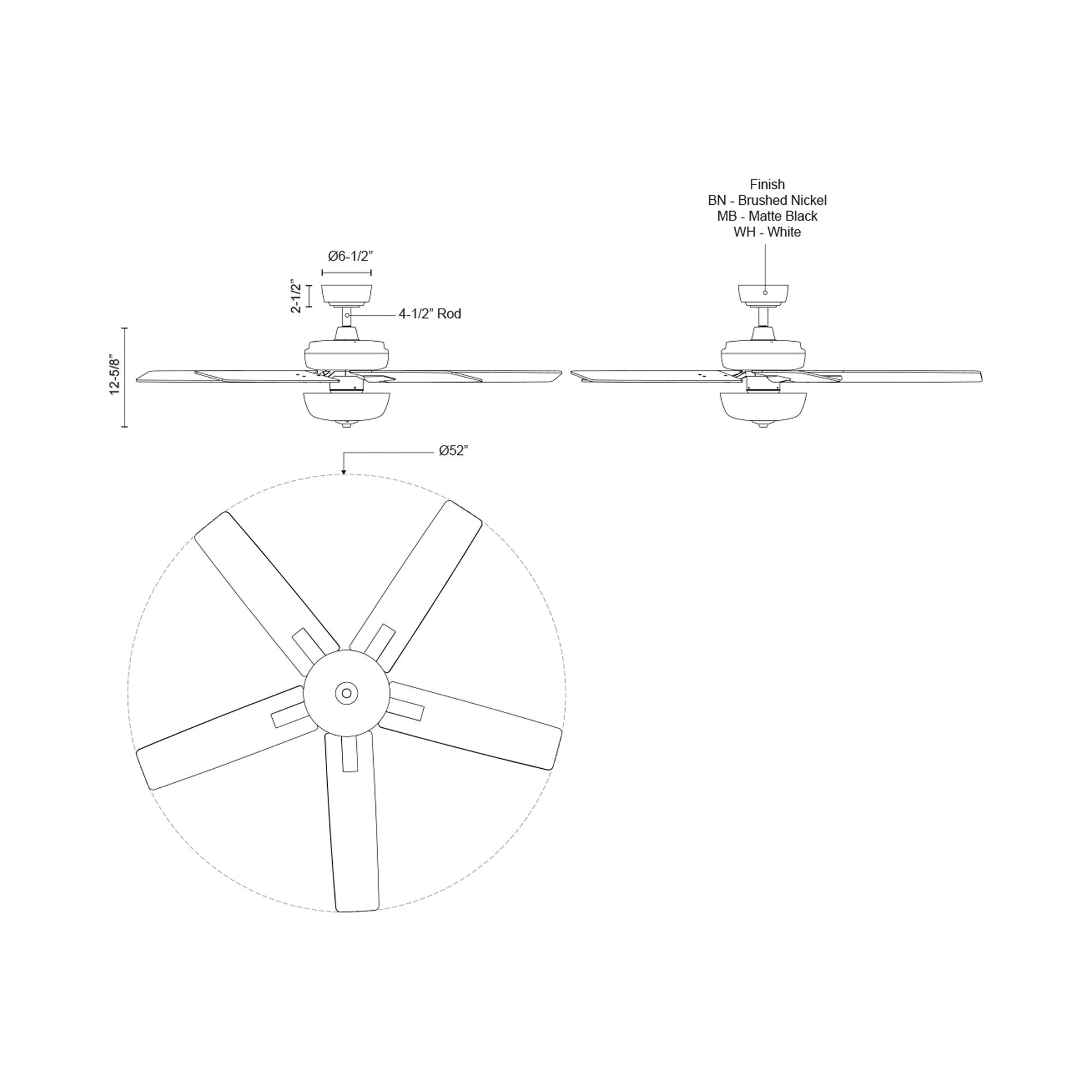 Erikson Ceiling Fan - line drawing.