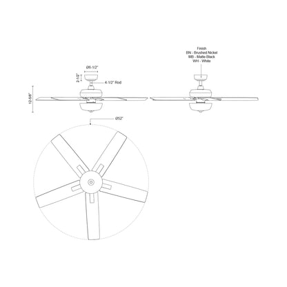 Erikson Ceiling Fan - line drawing.