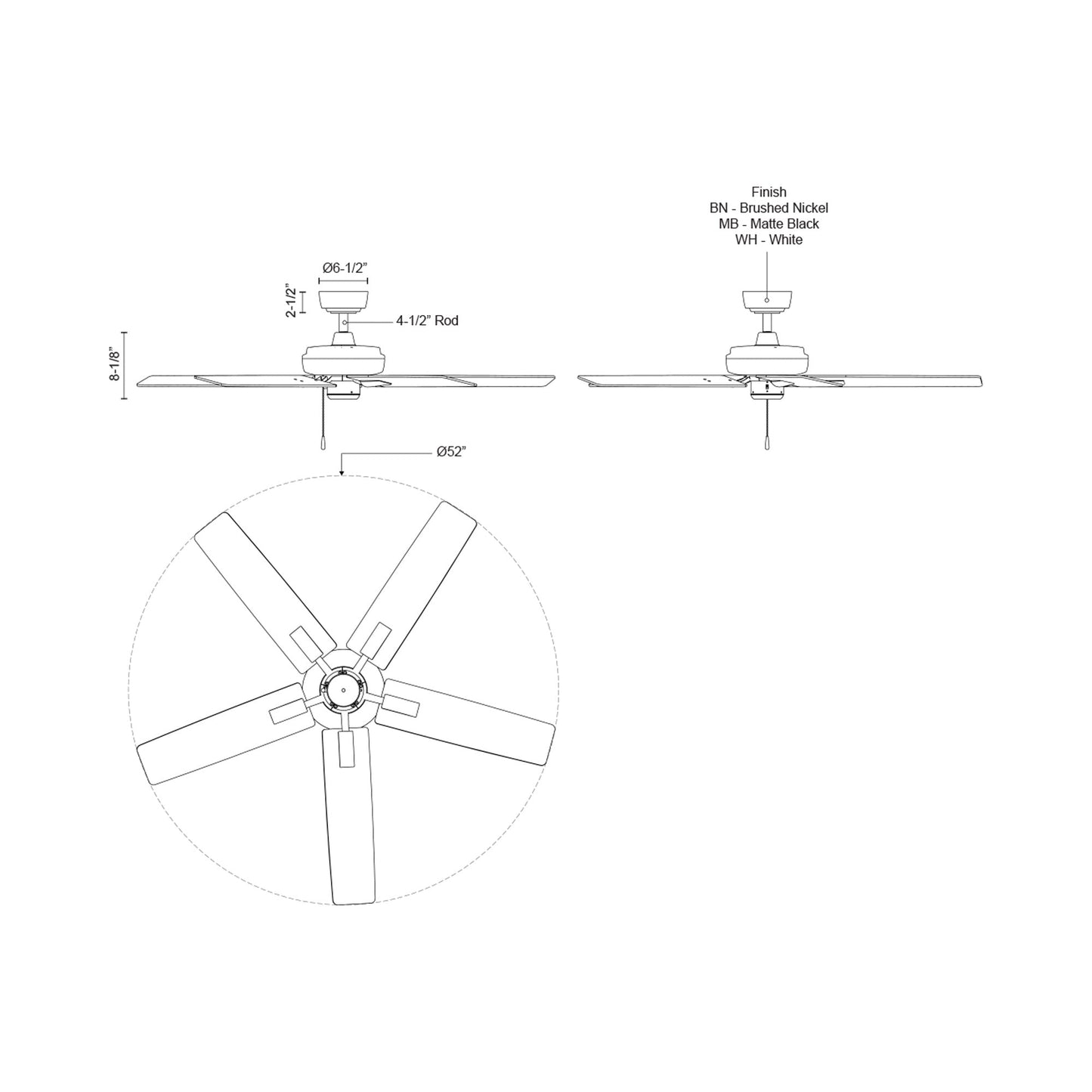 Erikson Ceiling Fan - line drawing.