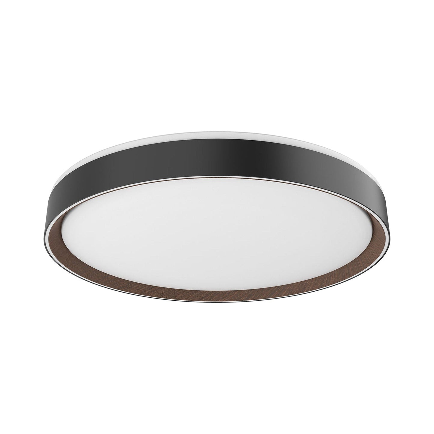 Essex LED Flush Mount Ceiling Light in Black/Walnut (Large).