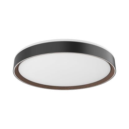 Essex LED Flush Mount Ceiling Light in Black/Walnut (Large).