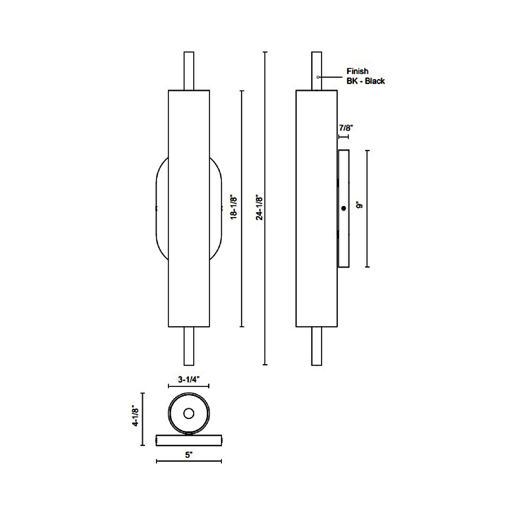 Estes Outdoor LED Wall Light - line drawing.