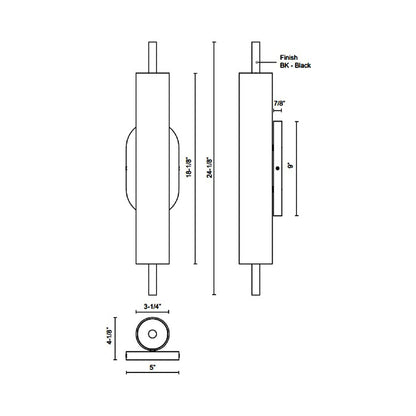 Estes Outdoor LED Wall Light - line drawing.