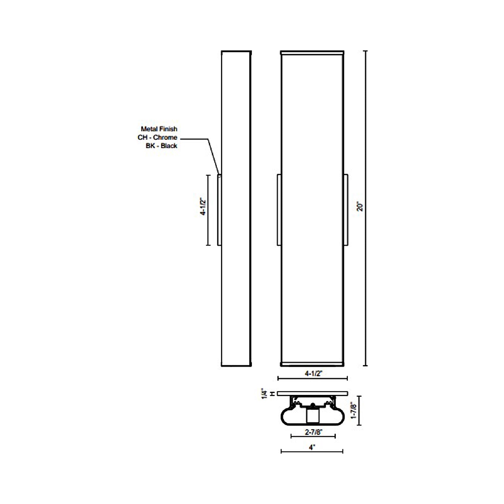 Ferguson LED Vanity Wall Light - line drawing.