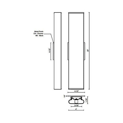Ferguson LED Vanity Wall Light - line drawing.