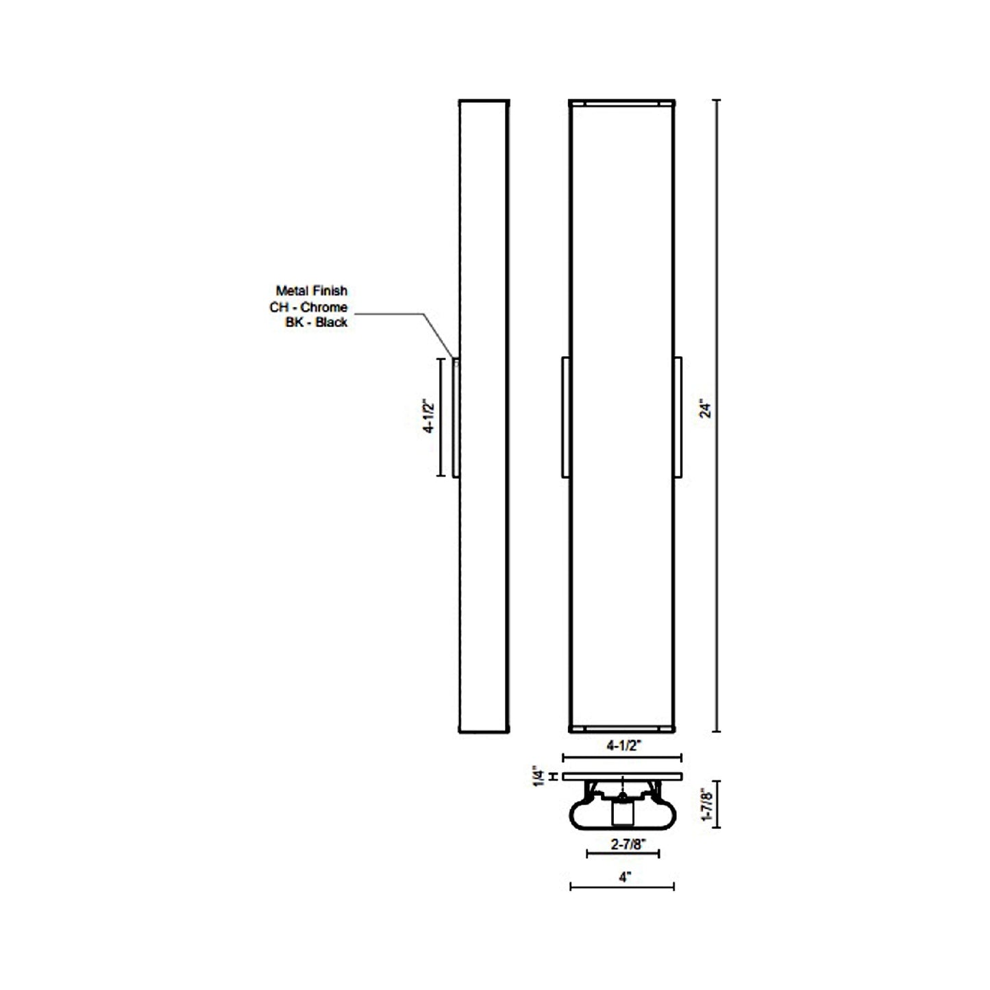 Ferguson LED Vanity Wall Light - line drawing.
