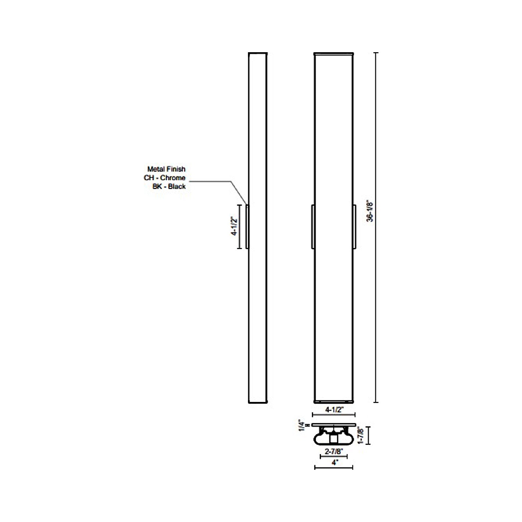 Ferguson LED Vanity Wall Light - line drawing.