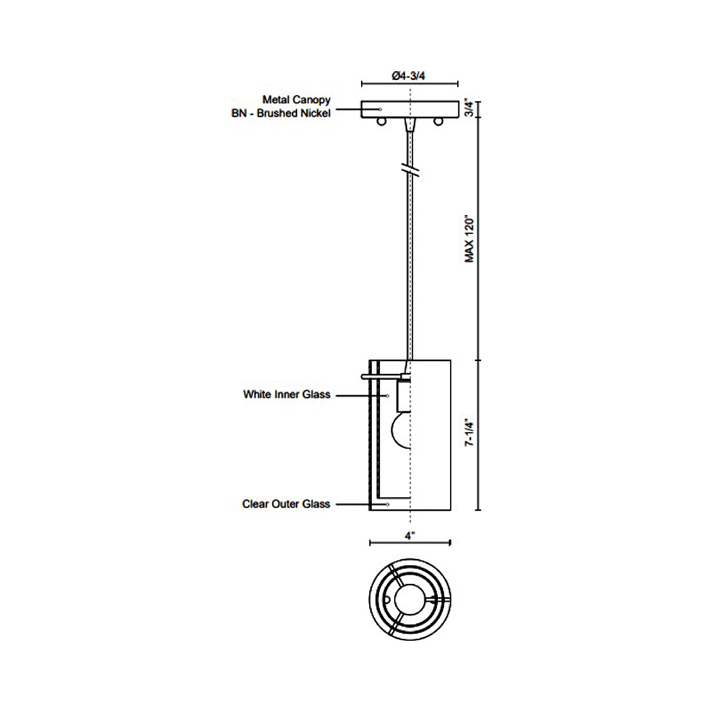 Firenze Pendant Light - line drawing.