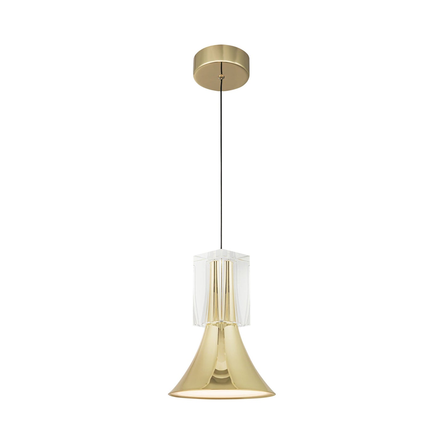 Floe LED Pendant Light in Metallic Brass.