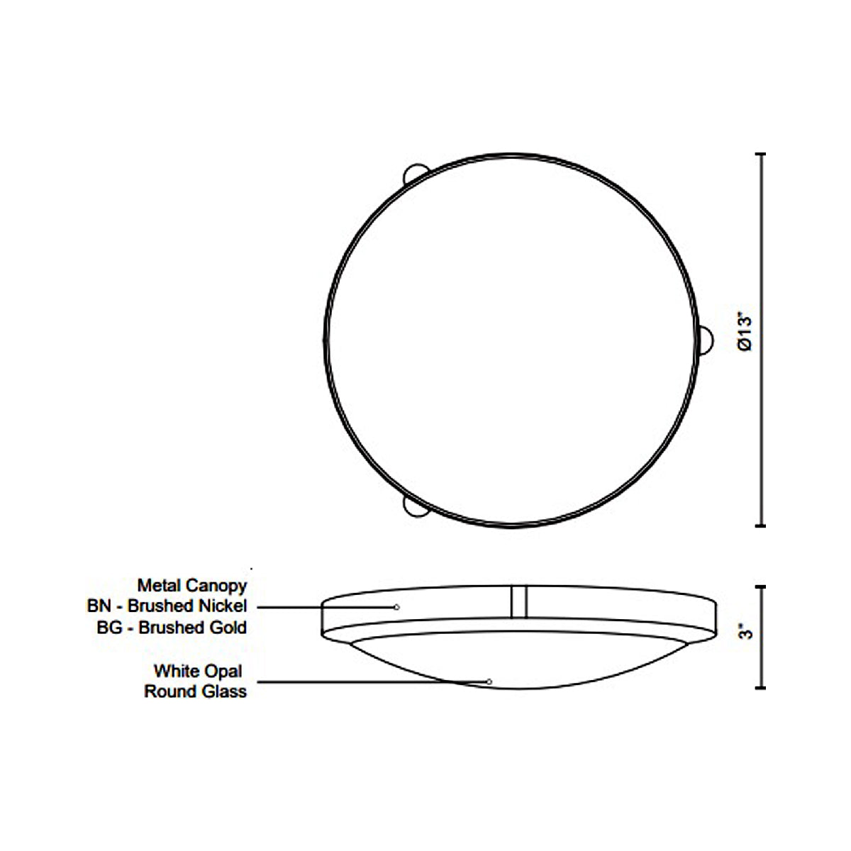 Floyd LED Flush Mount Ceiling Light - line drawing.