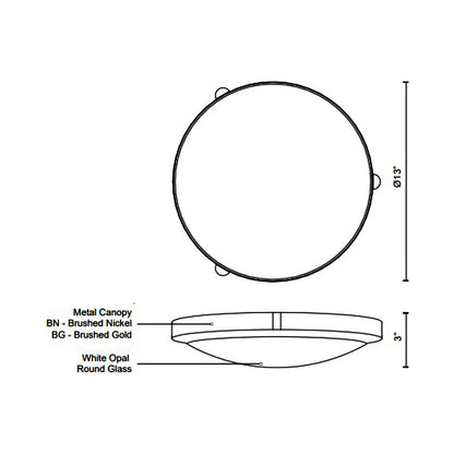 Floyd LED Flush Mount Ceiling Light - line drawing.