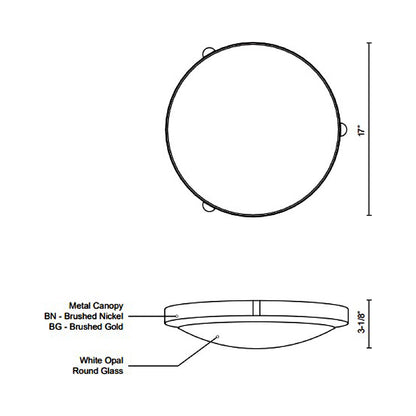 Floyd LED Flush Mount Ceiling Light - line drawing.