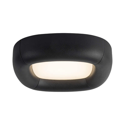 Folio LED Flush Mount Ceiling Light in Brown Vegan Leather.