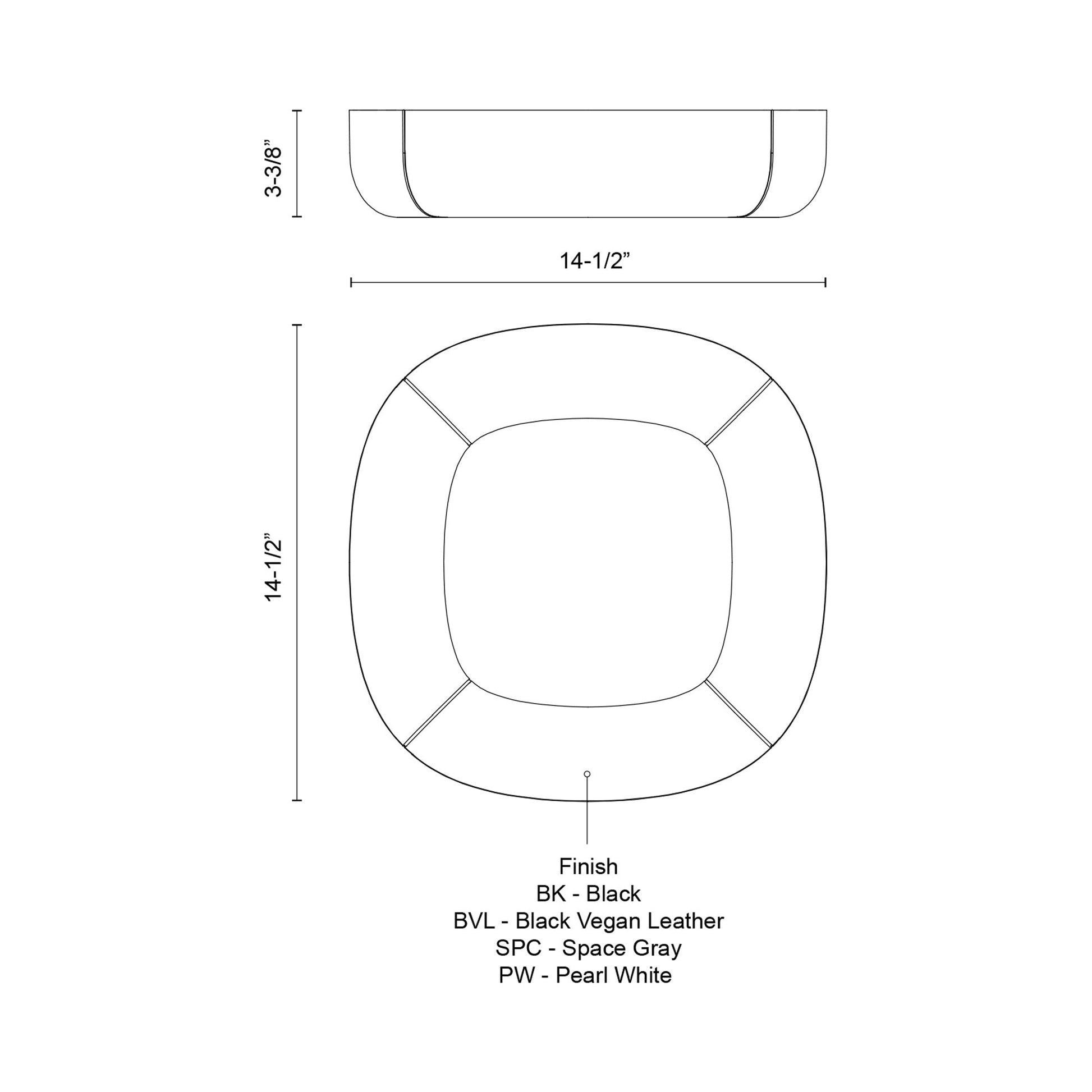 Folio LED Flush Mount Ceiling Light - line drawing.