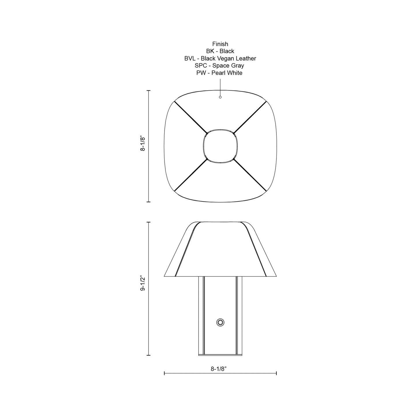Folio LED Table Lamp - line drawing.