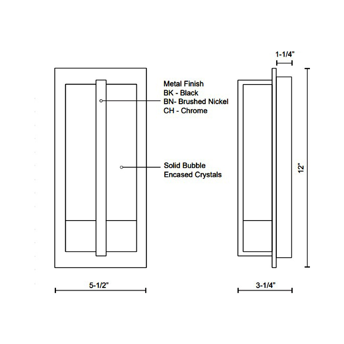 Gable LED Wall Light - line drawing.